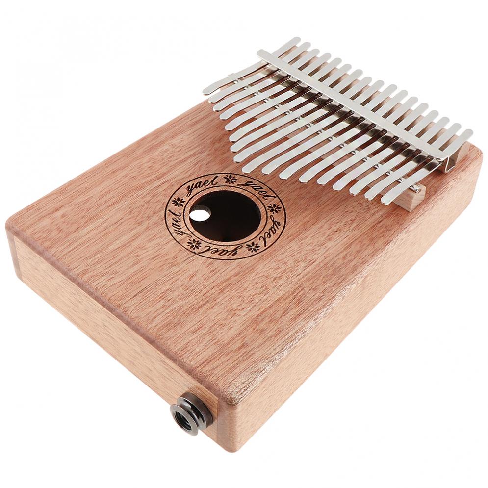 Thumb Piano 17 Key Electroacoustic Kalimba Solid Mahogany with Amplifier Mbira Natural Mini Keyboard Instrument