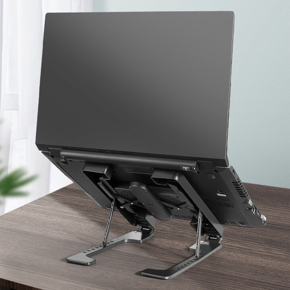 Foldable Laptop Stand Adjustable Height CPU Cooling Rack with Dual Fans Lap Holder Gaming Computer Support Gamer Desktop