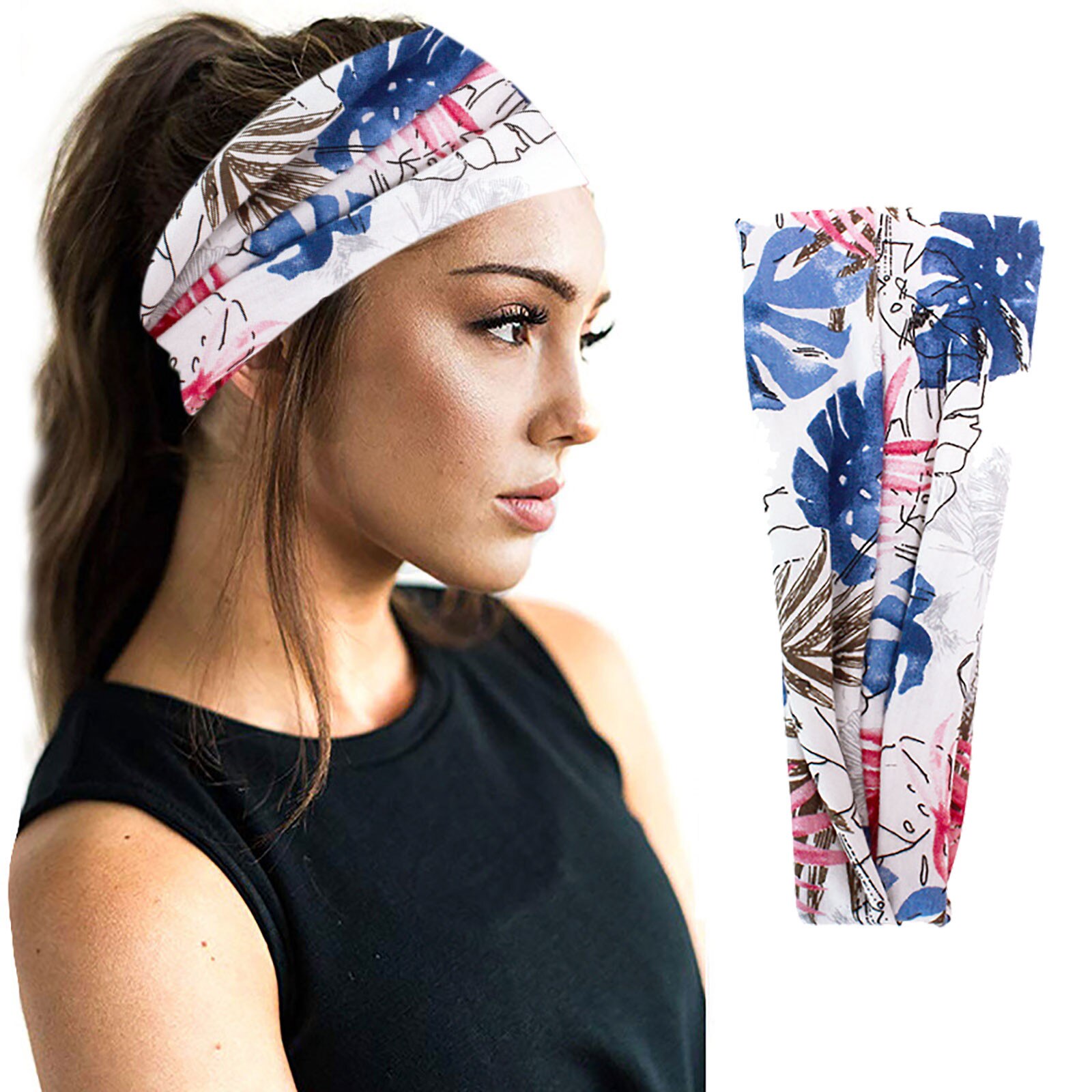 Yoga Zweet Hoofdband Vrouwen Sport Stretch Elastische Print Luipaard Print Dames Haar Accessoires Sport Hoofdtooi Повязка На Голову: White