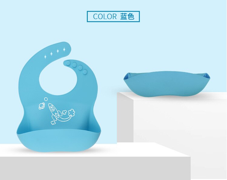 Babadores do bebê babadores de silicone macio à prova dwaterproof água saliva pingando babadores infantis para bebês crianças ferramentas de alimentação do miúdo babadores avental: Blue