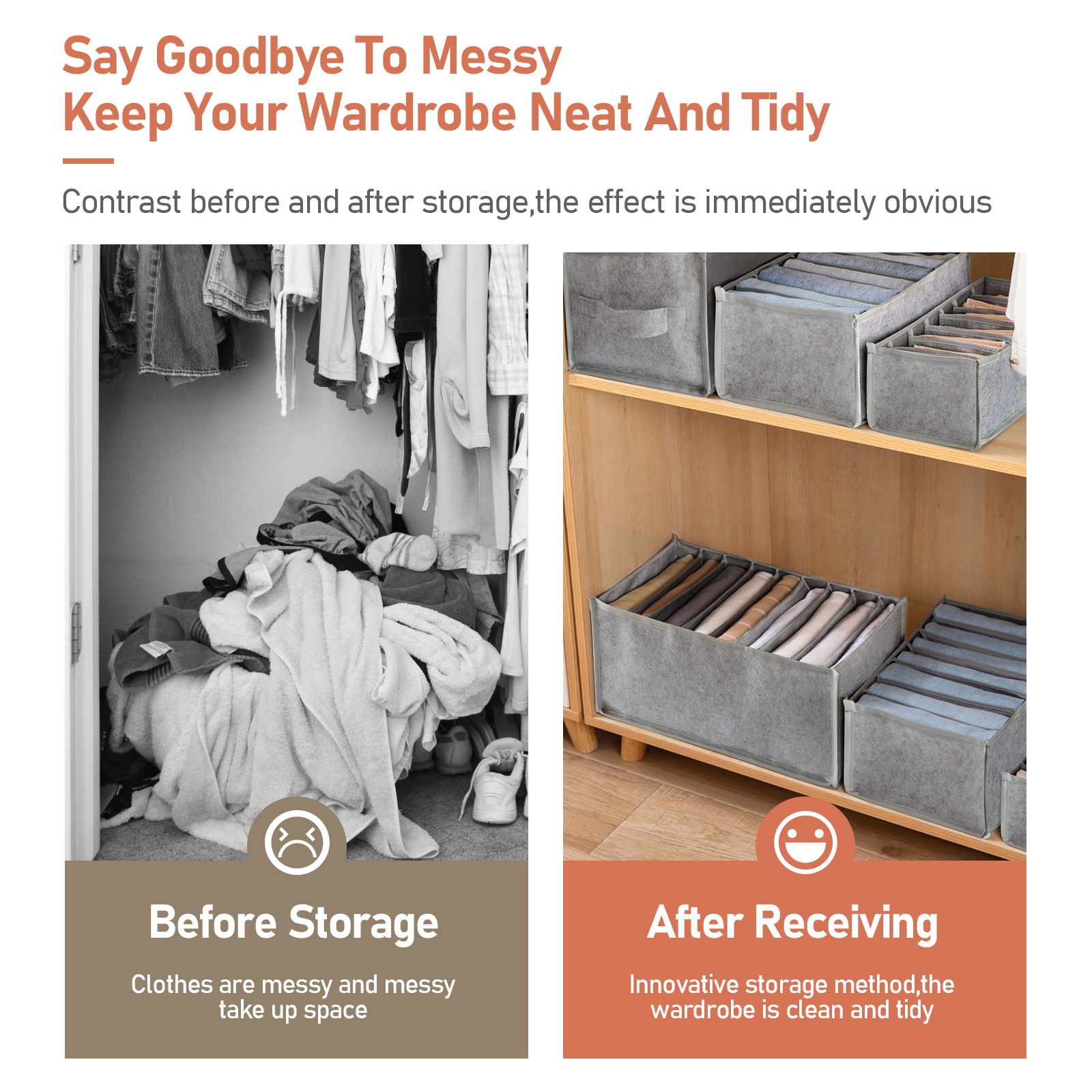 Clothes Organizer Jeans Storage Box Organizer Box Wardrobe Clothes Storage Box with Compartments Socks Underwears Bras Storages