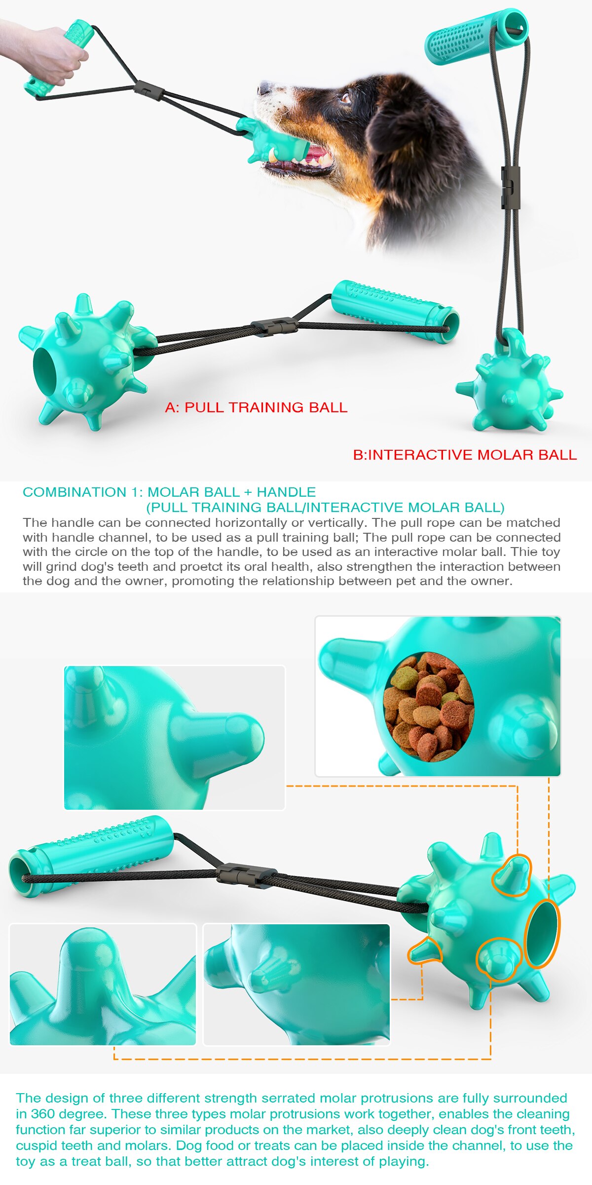 Hond Stake Multi-Functionele Draagbare Outdoor Tie-Out Voor Honden Tanden Reinigen Molars Bal, outdoor Hond Tandenborstel Chew Toy