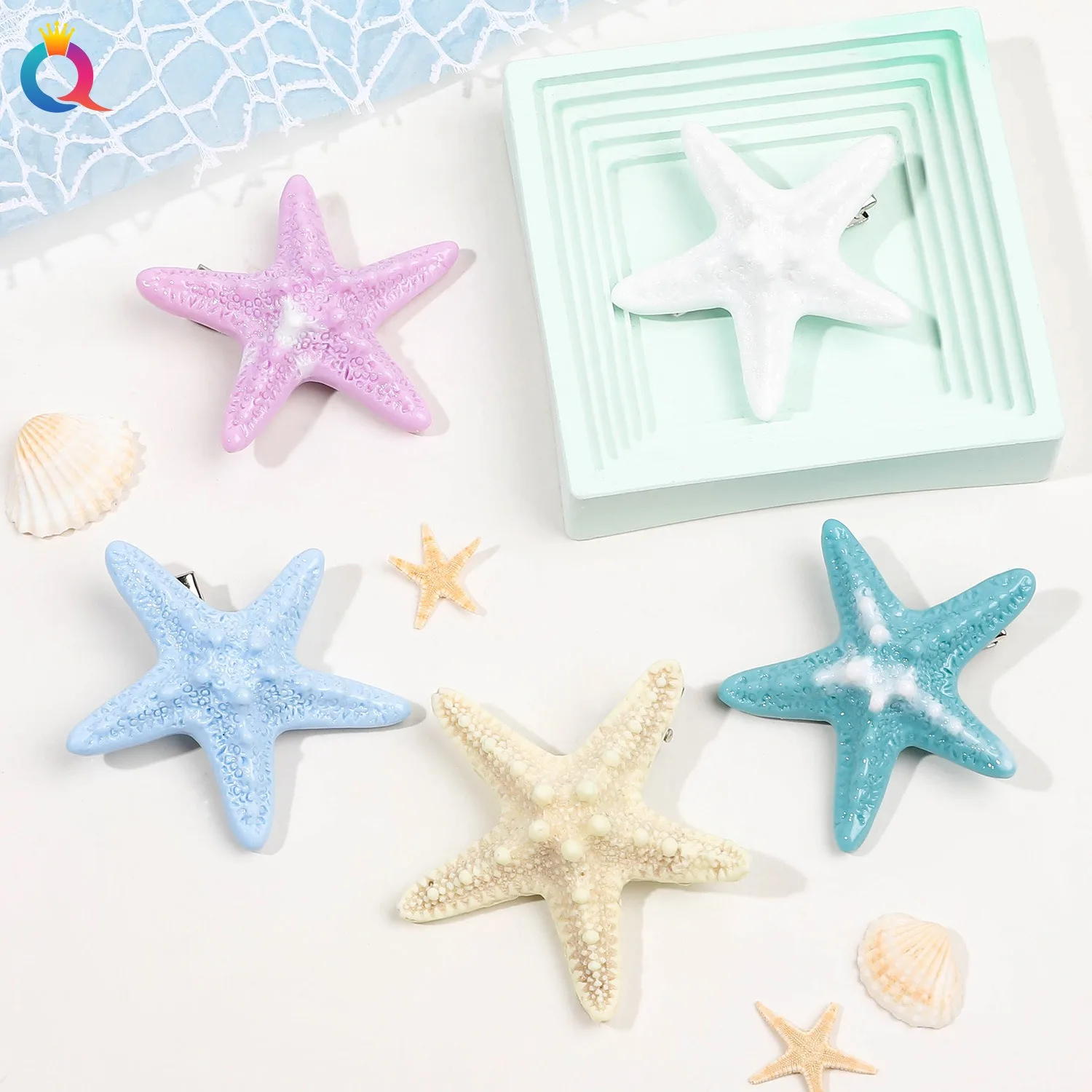 Blue Starfish Hairpin Summer Beach Vacation Hair Clip Sweet Bangs Clip Girls Women Hair Accessories