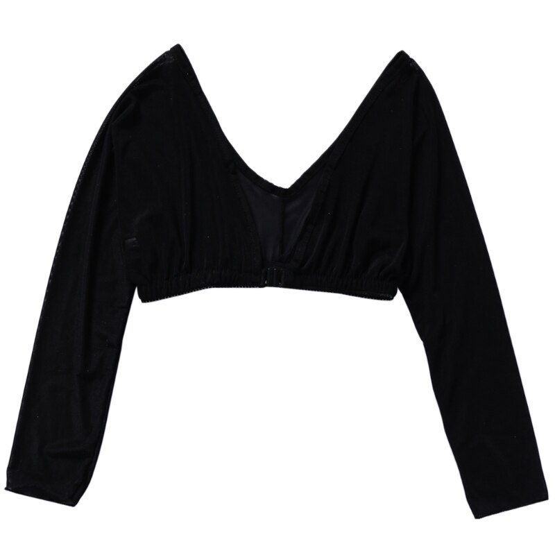 Mujeres más delgada adelgazante ligero Armwear Wrap Crop Tops Base camisa blusa: BK / L