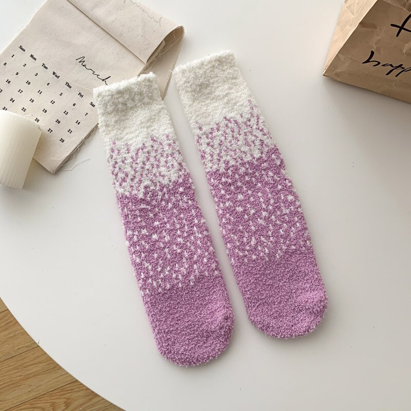 Winter Colored Starry Fleece Mid-Tube Socks Women Soft Warm Lamb Wool Thick Simple Versatile Socks Home Floor Sleeping Socks: 5
