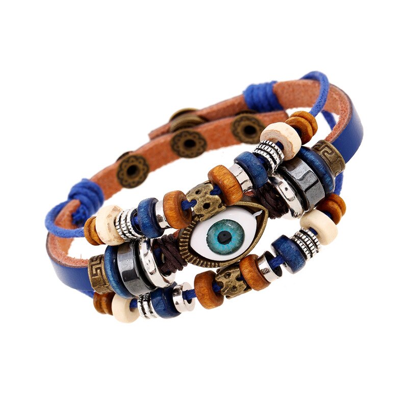 Neue Bohemien Magische Auge mehrschichtig Leder Armbinde Auge Fisch Perlen Armbinde männer retro Punk wickeln Armbinde Schmuck: 13