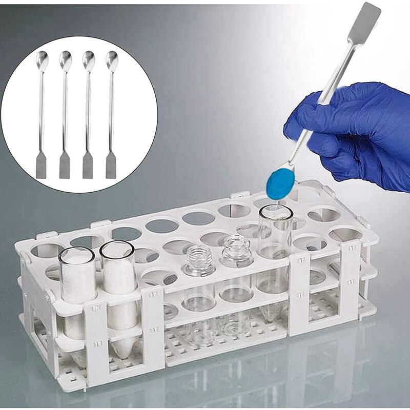 Stainless Steel Lab Scoop 10 PCS Double Ended Lab Spoon Mini Laboratory Spatula for Reagent Sampling Mixing Measuring