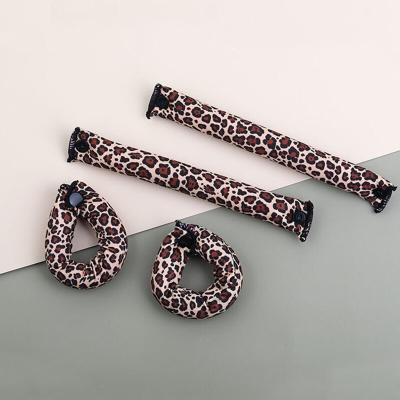 Heatless Magic Krulspelden Soft Sleep Foam Kussen Haar Rollen Te Gebruiken Spons Luipaard Print Haar Rollen Met Knop.