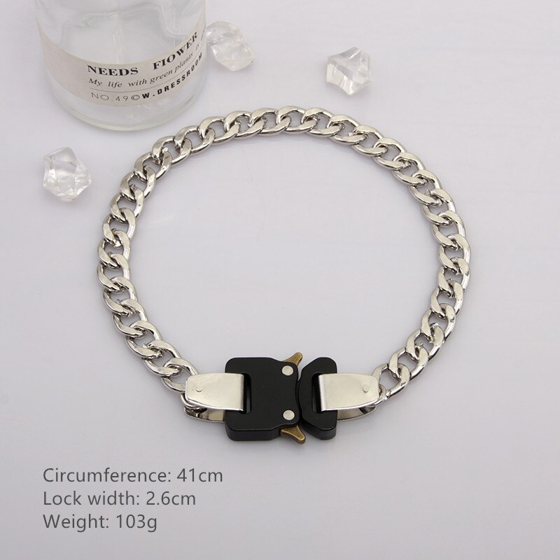 Hangzhi Fashionable Metal Lock Buckle Necklace Hip-hop Acrylic Frosted Transparent Cuban Chain Accessory for Couples: 9