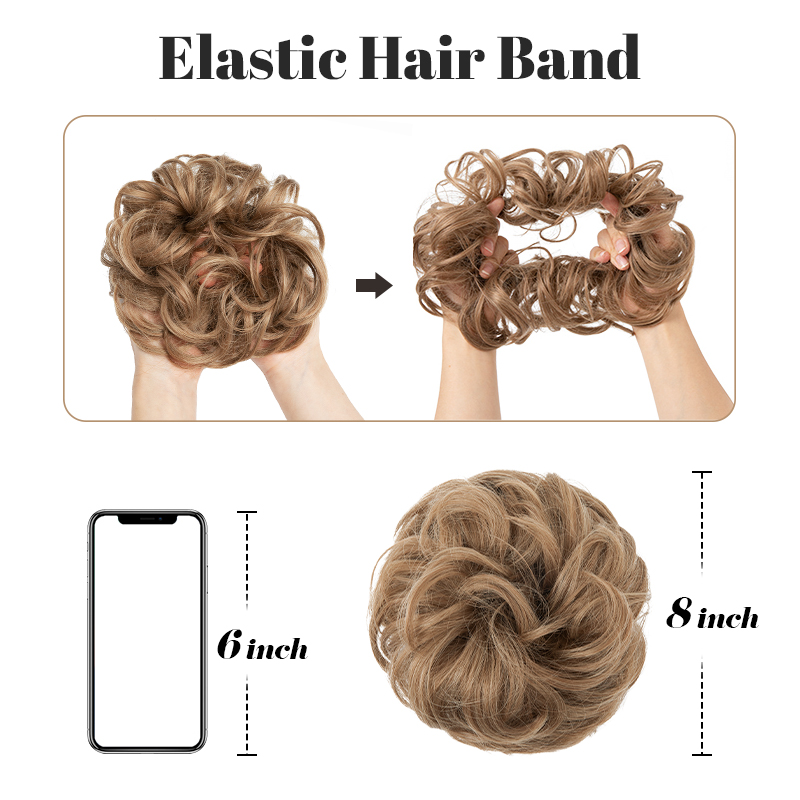 Extensiones de moño de pelo sintético desordenado, moño grande y rizado, gomas para el pelo elásticas, postizos, Donut Updo, piezas de cabello para mujer