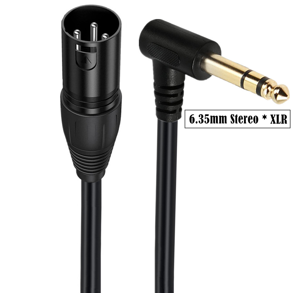 90 graus ângulo reto 1/4 Polegada trs para xlr macho cabo de interconexão de sinal balanceado quarto de polegada para xlr cabo de remendo 0.5m: Preto