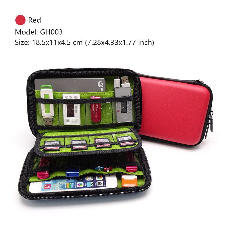 Reizen Digitale Accessoires Case Kabel Organizer Bag Storage Box Elektronische Gadgets Usb Draden Charger Hoofdtelefoon Power Bank Case: Red