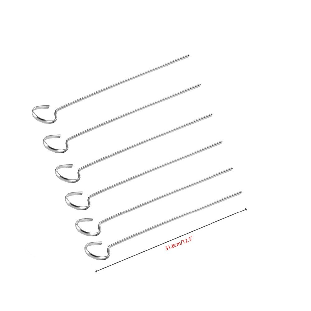 12.5'' 31.8cm Barbecue Sticks Metal BBQ Skewer Steel Flat BBQ Kebab Skewers Ring Handle Food Stickers BBQ Accessories 6/10/12pcs