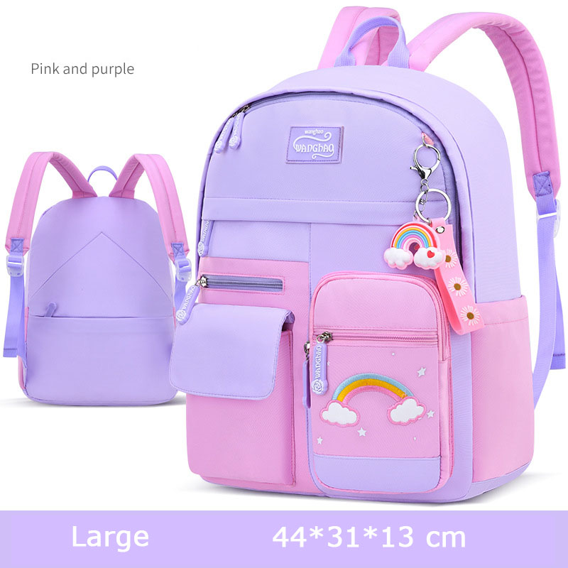 2022 Rainbow Series Backpack Kids Waterproof School Backpacks for Teenage Girls Primary Children School Bags mochila femenina: L purple2
