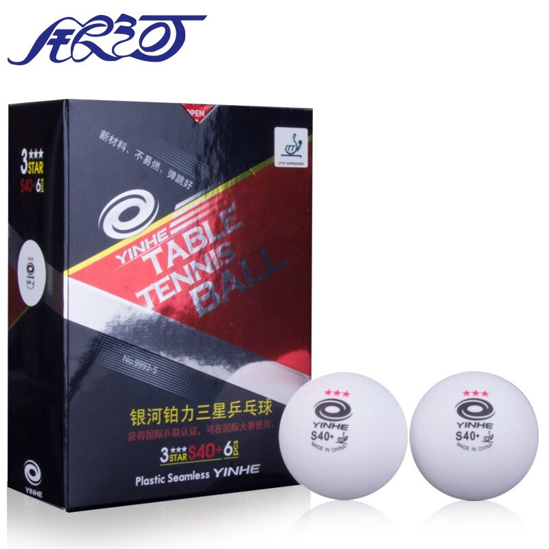 Yinhe 3 Ster Plastic Naadloze Pingpong Bal Aprroved Door Ittf S40 + Plastic Naadloze Witte Ping Ping Bal Tafel tennis Match