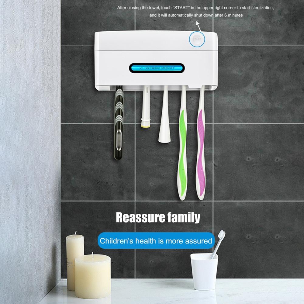 Antibacterial 2 in 1 UV Light Ultraviolet Toothbrush Automatic Toothpaste Dispenser Sterilizer Toothbrush Holder Cleaner