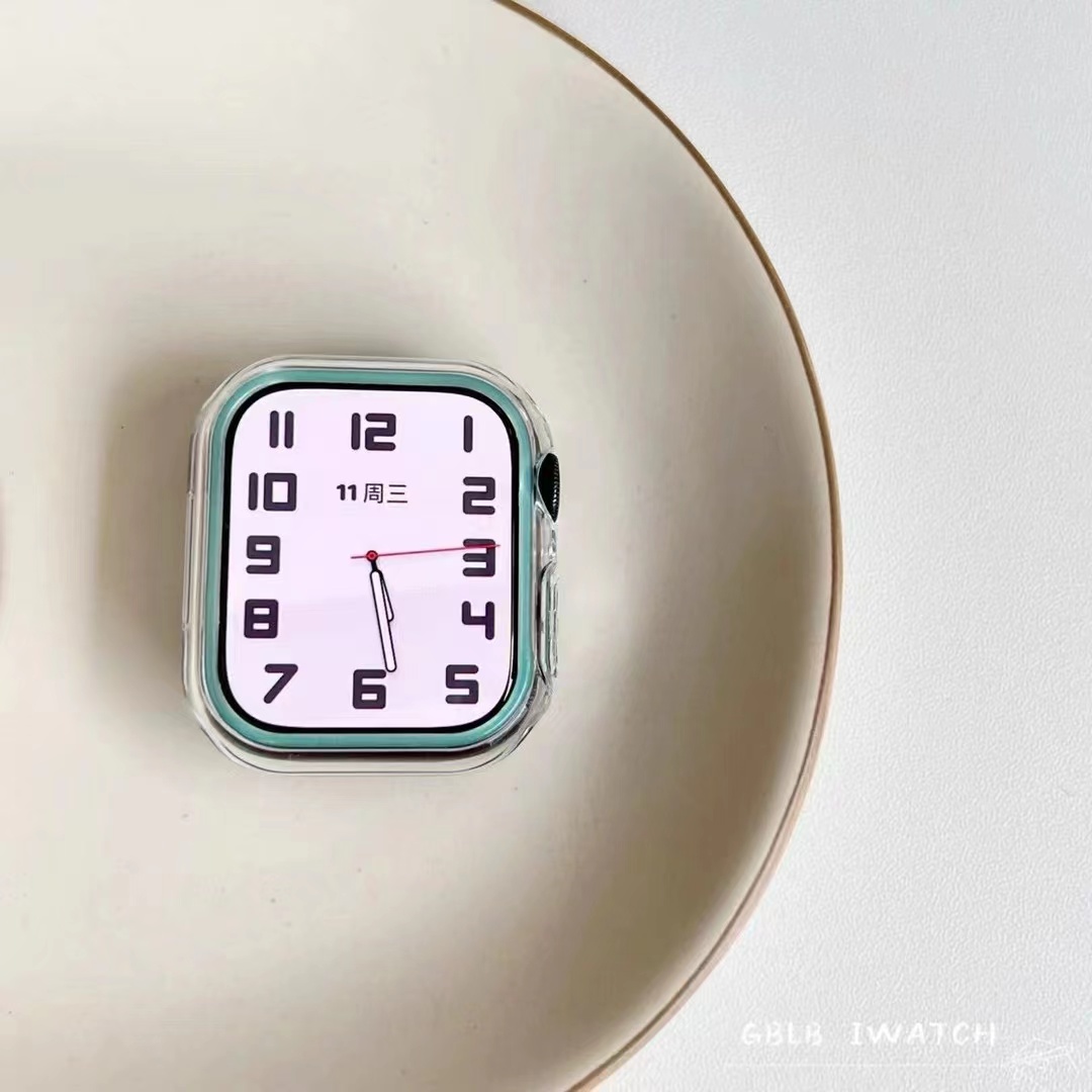 Funda luminosa para Apple Watch, Protector de parachoques para PC de 44mm, 45mm, 41mm, 38, 42 y 40mm, accesorios para iWatch 9/8/6/5/4/2/SE