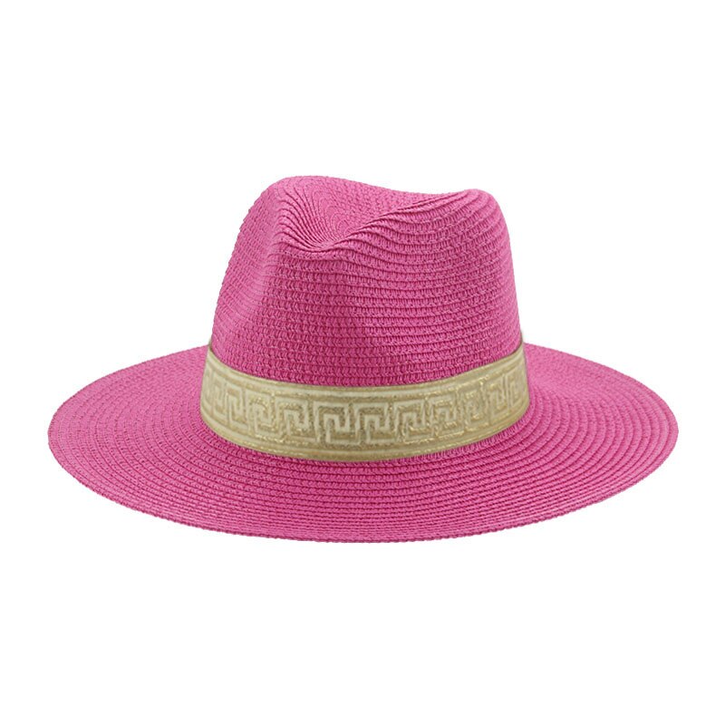 Cappelli per donna cappello a secchiello cappello estivo da donna cappello da sole solido cappelli di paglia fascia cappelli da spiaggia Casual per uomo cappello estivo Sombreros De Mujer: rose red