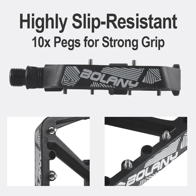 Pedales de bicicleta de nailon antideslizantes BOLANY con rodamiento, 10 clavijas, Pedal de lubricación ultraligero para bicicleta de montaña y carretera, accesorios para bicicleta