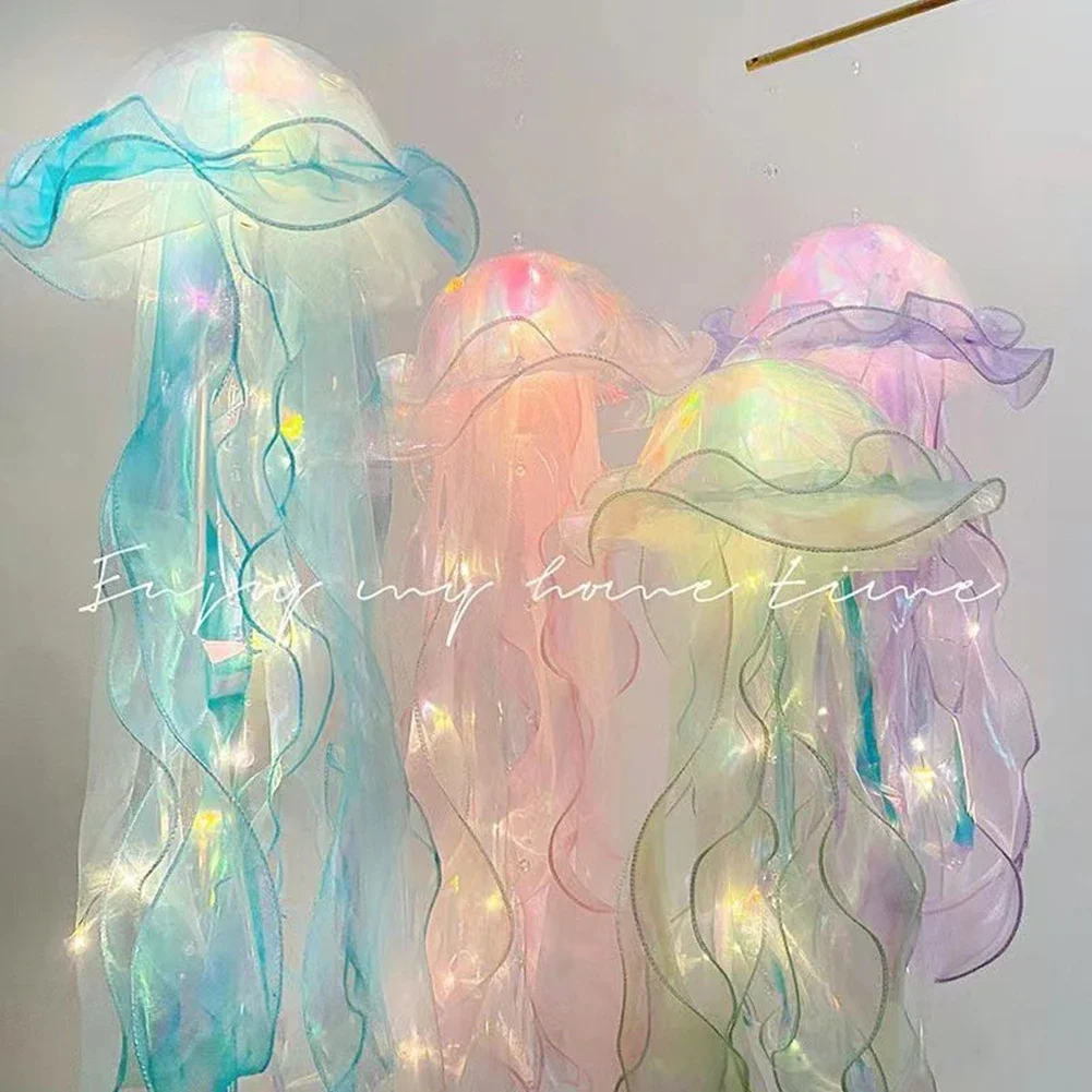 DIY Jellyfish Lantern Under The Sea Colorful Jellyfish Lamp Girl Bedroom Atmosphere Decoration Lamp Mermaid Theme Party Decor
