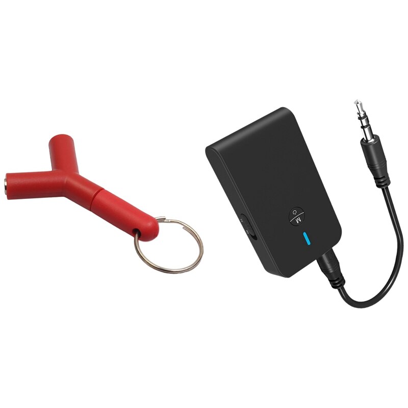 Earphone Splitter Y Type o(Red) with 2 in 1 Bluetooth 5.0 USB Transceiver Receive o Adapter