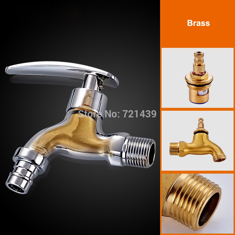 Brass Washing Machine Tap Wall Mount Chrome Finished Small Tap Decorative Double Garden Faucet Double Using Bibcock Taps
