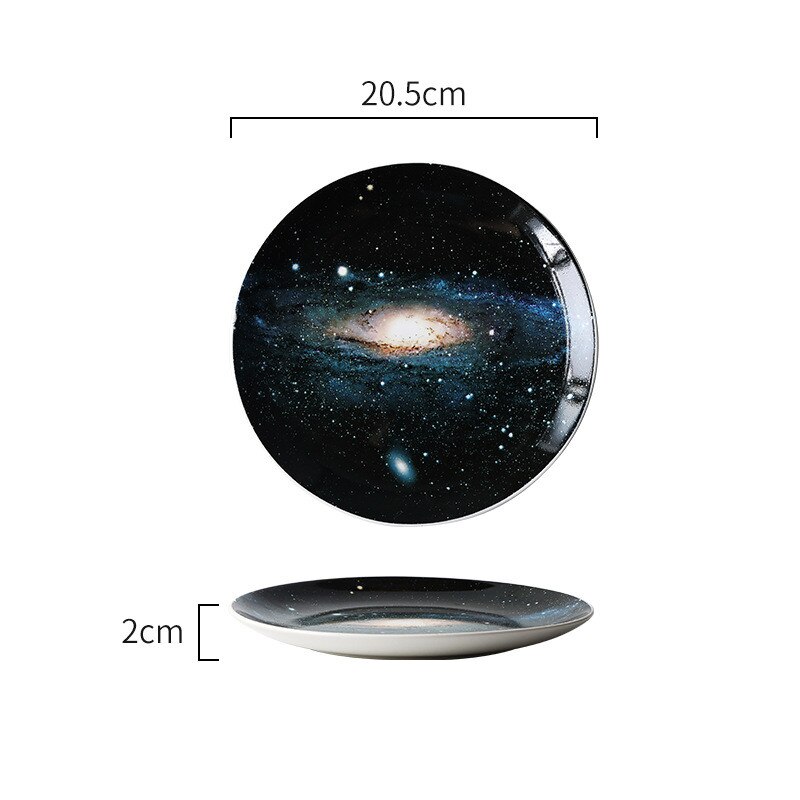 8 Inch Nordic Sterren Ronde Keramische Plaat Porselein Glazuur Diner Plaat Bone China Ontbijt Gebak Dessert Cake Fruit Gerechten Plaat: Universe