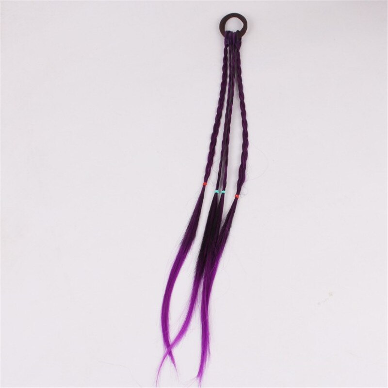 Women Girls Colored Strands for hair Headband Braided Hairband Kid Elastic Hair Rubber Band Hair Clip Wig Pigtail Accessories
