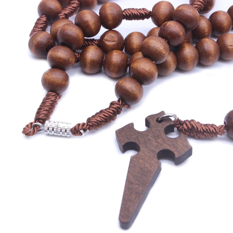 Jesus træ bøn perler 6mm rosenkrans kors halskæde vedhæng vævet reb kæde smykker tilbehør kirke forsyninger