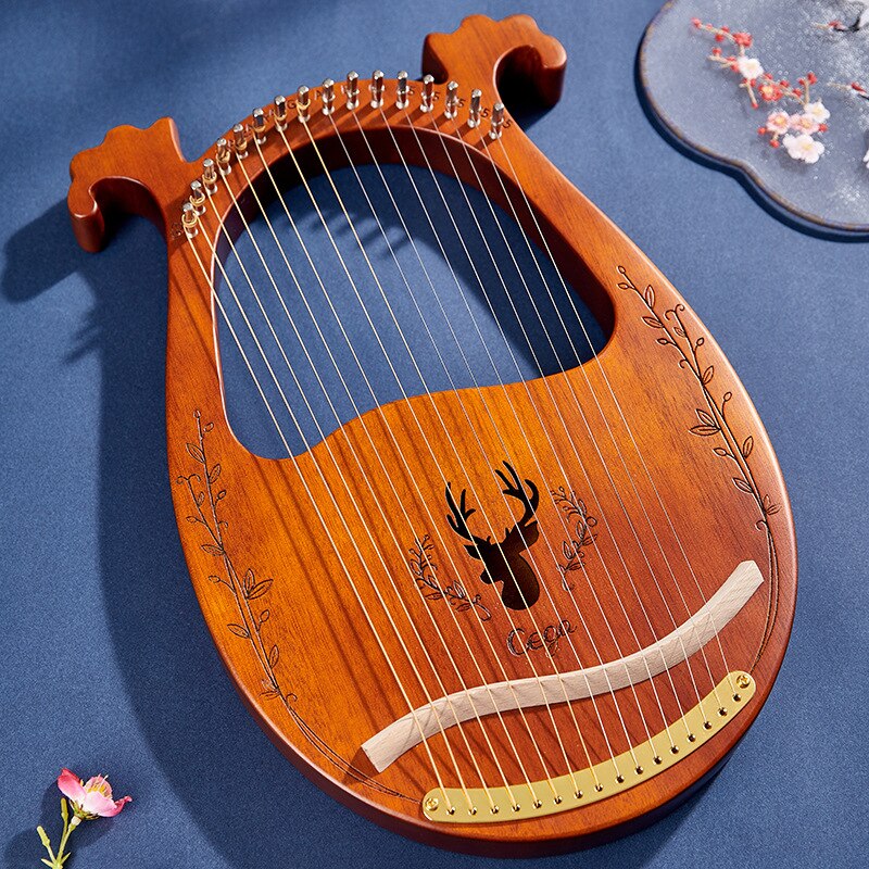 16 Strings Wooden Mahogany Lyre Harp Musical Instrument Piano Harp for Beginner with Tuning Tool Spare String Easy To Learn: 08