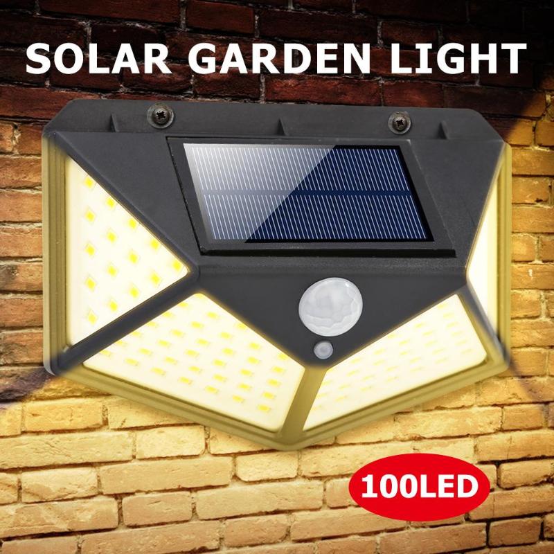 Warm Wit 100 Led Solar Light Ipr Motion Sensor Wandlamp Buitenverlichting Waterdicht Tuin Solar Lamp Tuin Beveiliging Lamp