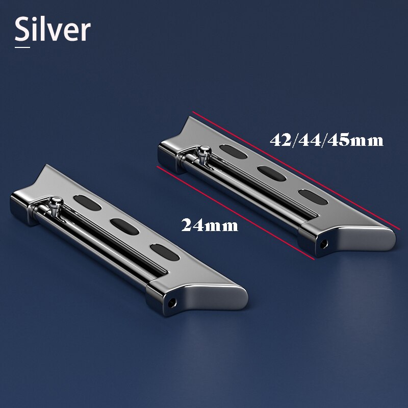 Connector Adapter for Apple Watch Band Series 7/SE/6/5/4/3/2 Quick release Connectors for Iwatch 42/38/45/41mm Stainless Steel: 24-42 Silver