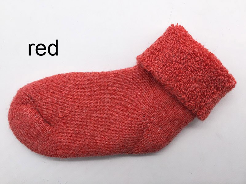 Termogulv børnestrømper 0-7t ægte uldne tykke småbørn baby drenge sokker vinter bløde varme pigestrømper  wz04: Rød / 0-3 år