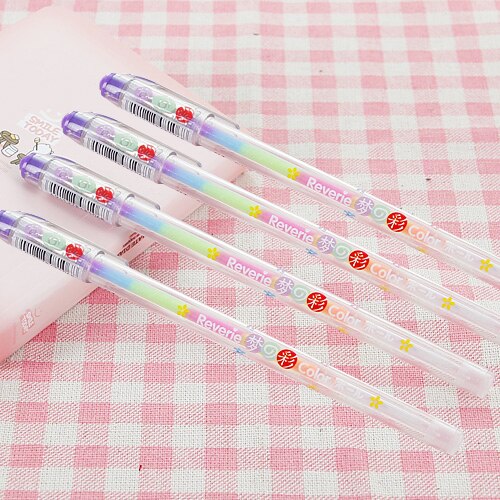 4 pcs/set Rainbow pen Six in one 6 colors gel Pen School Office Supplies stationery learning supplie child Marking pen: Default Title