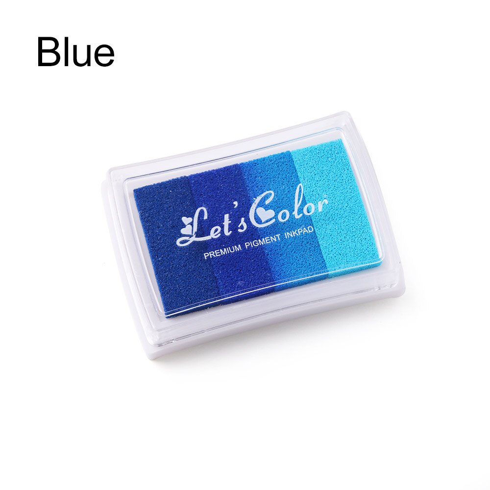 Kleurrijke niet-giftige inktkussen met kleurverloop, stempelkussen met rubberstempel op oliebasis, vingerafdrukken, leuk voor kinderen, doe-het-zelf kunst: Blauw