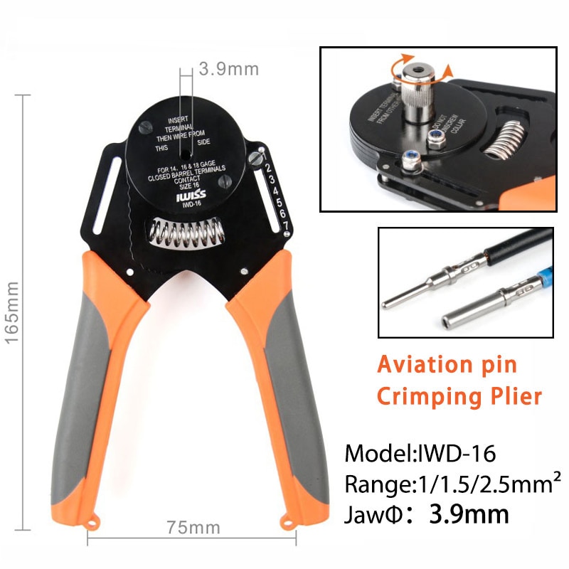 Iwd -16 crimper aviation pin piller handverktyg för tyska kontakter deutsch dt, dtm, dtp terminal  w2 tång 18/16/14 awg