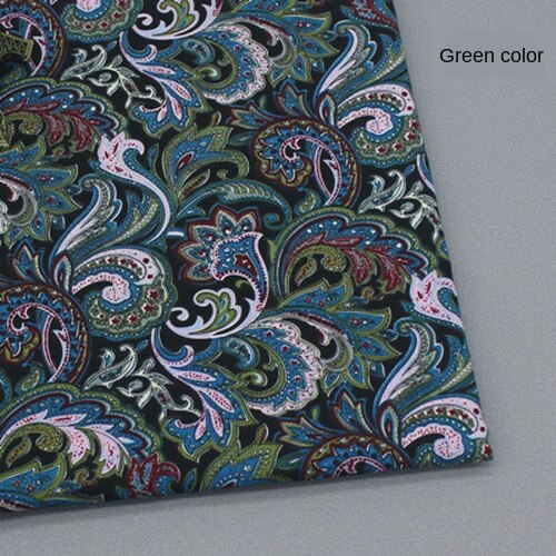 Wide 58" 100% Cotton Poplin Pteris Printed Fabric Scarf Garment Shirt Material By the Half-Yard: green