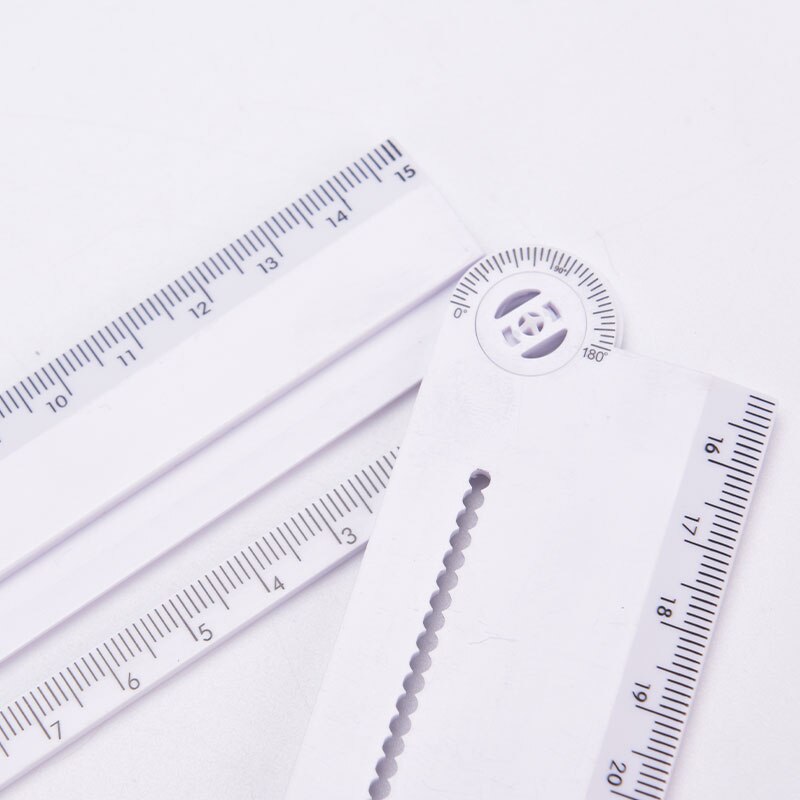 Transparent Rectangle Ruler Protractor Student Stationery Drawing Tool Supplies