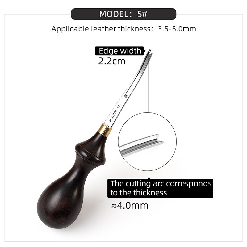 WUTA-biselador de bordes de cuero , herramientas para cuero, herramientas de trabajo de artesanía, cortador de mango de ébano de acero con troquel DC53, cortador de bordes, Creaser, en 6 tamaños: plum