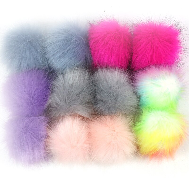 12Pcs 8Cm Diy Winter Faux Fur Ball Pompom Vrouwen Auto Tas Sleutelhanger Sleutelhanger Elastische Diy Sleutelhanger Konijn haarwortel Zakken Hoed Decor: 18