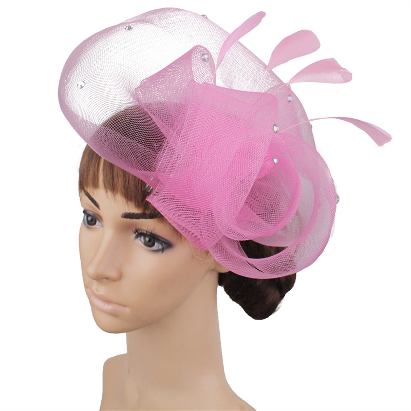 Velo de rejilla para mujer, tocado de boda, velos de novia elegantes con flores, accesorios de boda, tocado de novia a la: Rosa