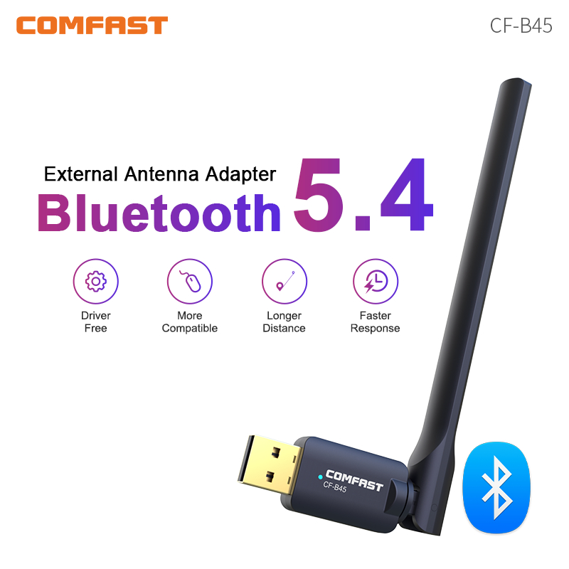 Comfast USB Bluetooth 5.4 Adapter 100M/20M BT5.4 Dongle for PC Wireless Mouse Keyboard Music Audio Transmitter Free Drive Win11: Brown