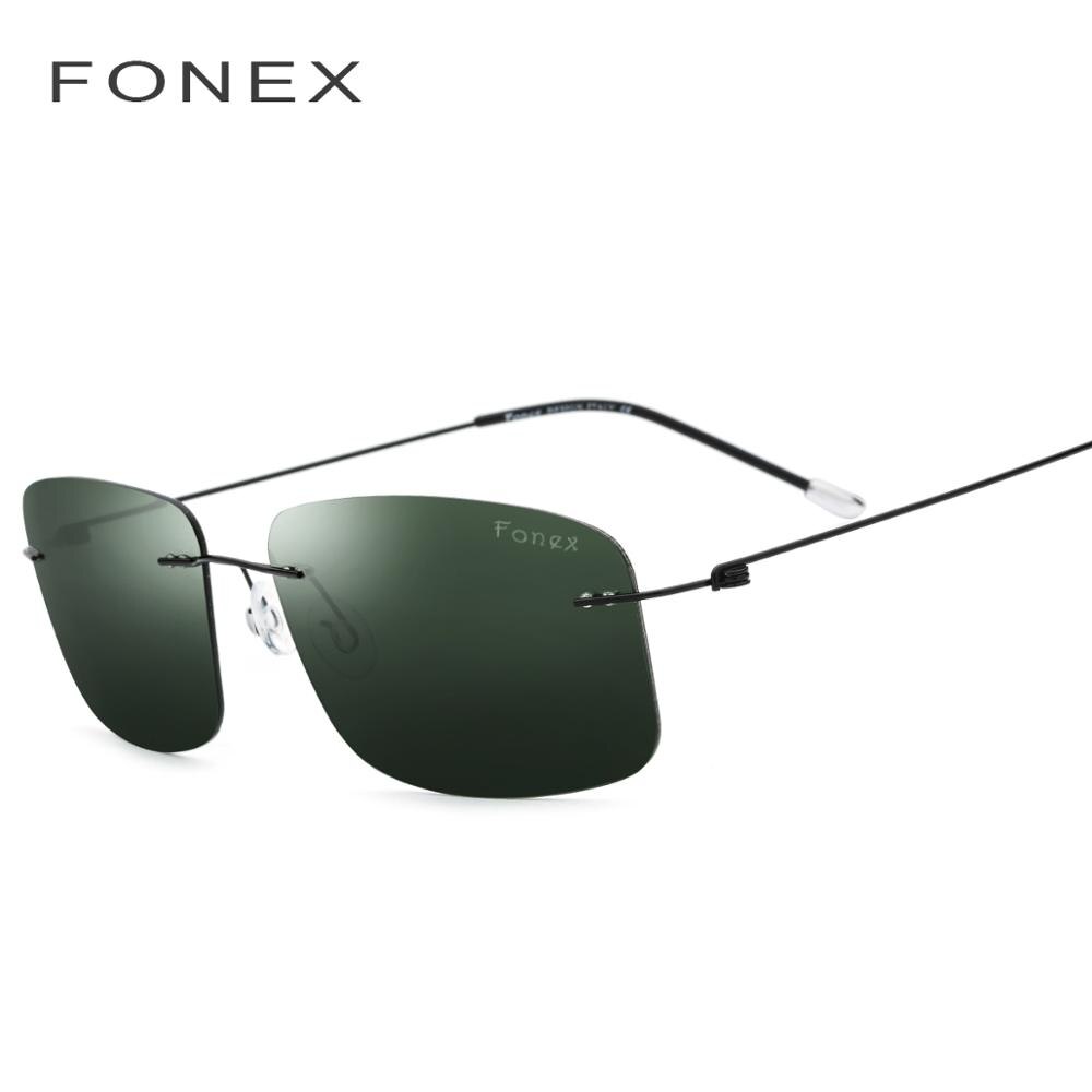 Gafas de sol sin montura polarizadas de titanio para hombre, de sin marco d cuadrado ligero, lentes de sol para dama, gafas sin tornillos: Verde