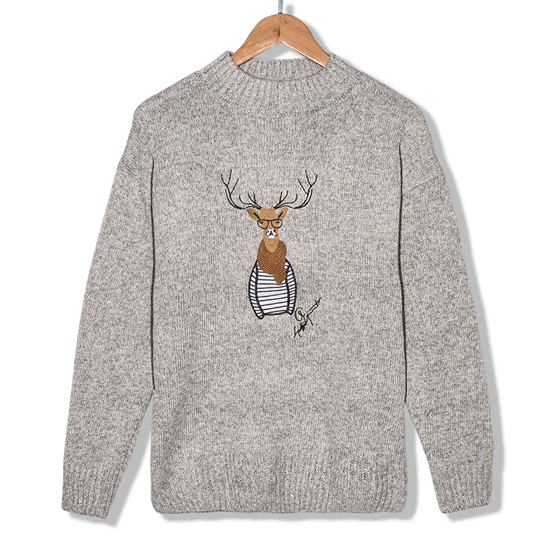Hellenwoody a &amp; w pullovers de malha masculina casais natal rena animal impressão calor do homem lã-mistura casual o-pescoço camisola