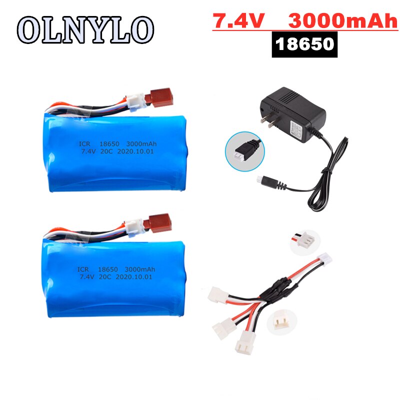 18650 7,4 V 3000MAH Batterie T Stecker für Q46 Wltoys 10428 /12428/12423 RC Auto Ersatzteile Zubehör Wltoys 144001 a959-B A969-B