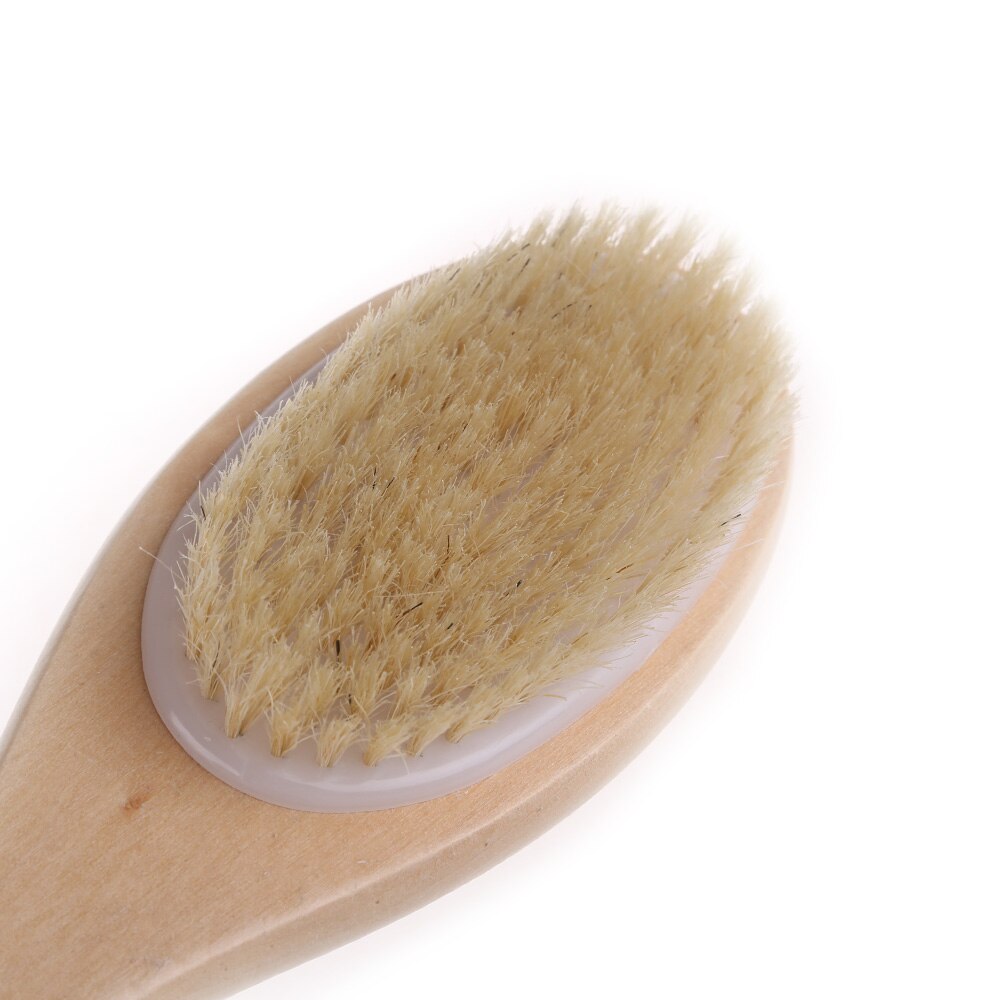 35 cm 2 in 1 Dubbelzijdig Body Borstel Natuurlijke Haren Massage Borstel Body Scrubber Lange Handvat Spa Douche Bad borstel Badkamer Gereedschap
