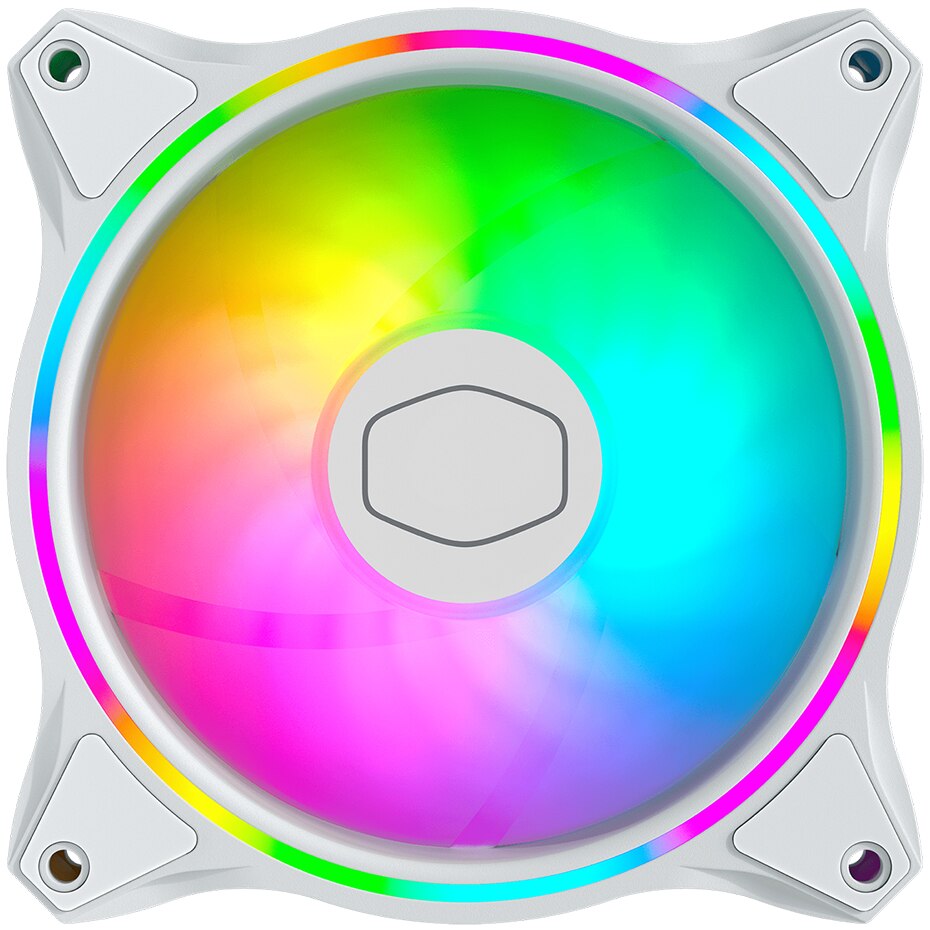 Cooler master  mf120 halo 120mm computer kabinet køleventilator 5v/3 pin adresserbar rgb pwm stille blæser cpu køler udskift blæser: Mf120 halo hvide