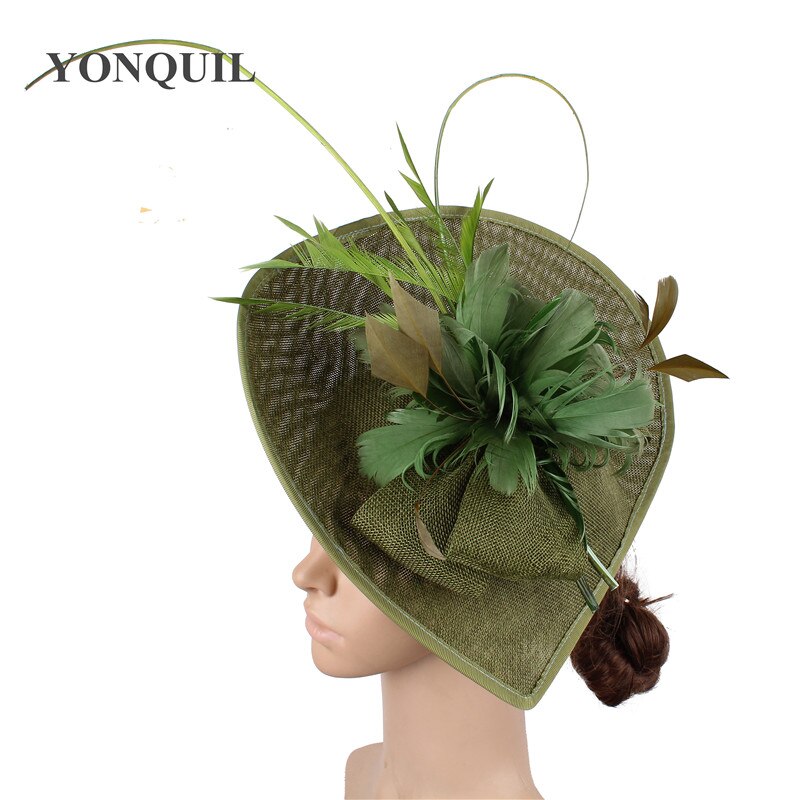 Chapeau de mariage de mariée rose vif chapeaux Banquet fascinators chapeau mariée mariage plume fleur coiffe de mariage cerceaux femmes chapeau