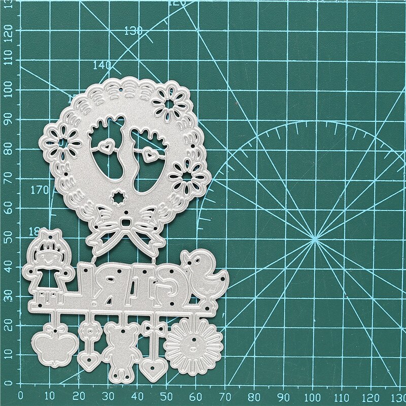 GJCrafts Baby Footprint with Boy Girl Letter Metal Cutting Dies Embossing Stencil Scrapbook Template Punch Paper Crafts