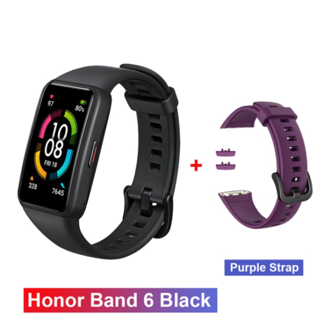 Original Honor Band 6 Multi-Language 1.47&quot; Full Screen SmartWristband Swimming Waterproof Touchscreen Heart Rate Monitoring: add Purple strap